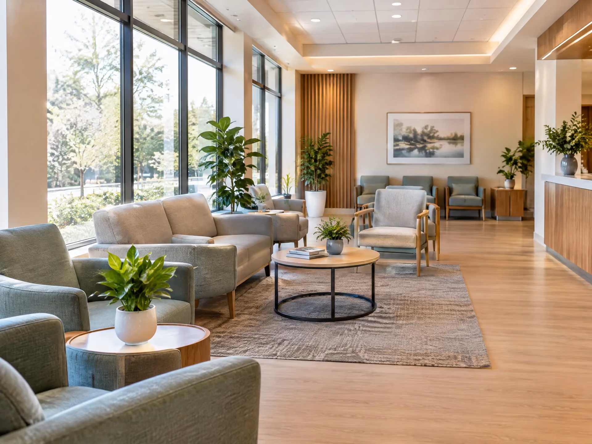 Seating area in a medical waiting room