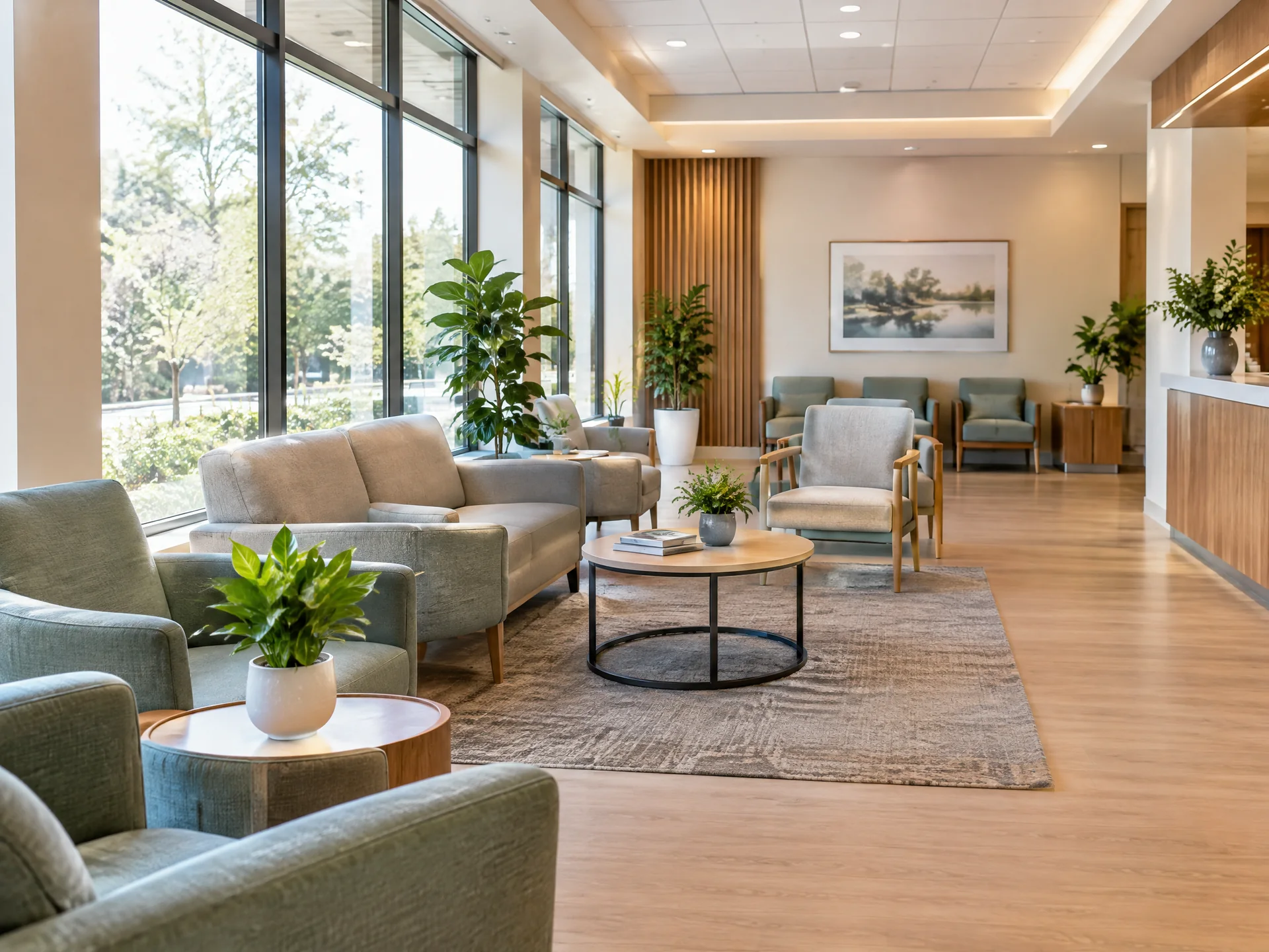 Seating area in a medical waiting room