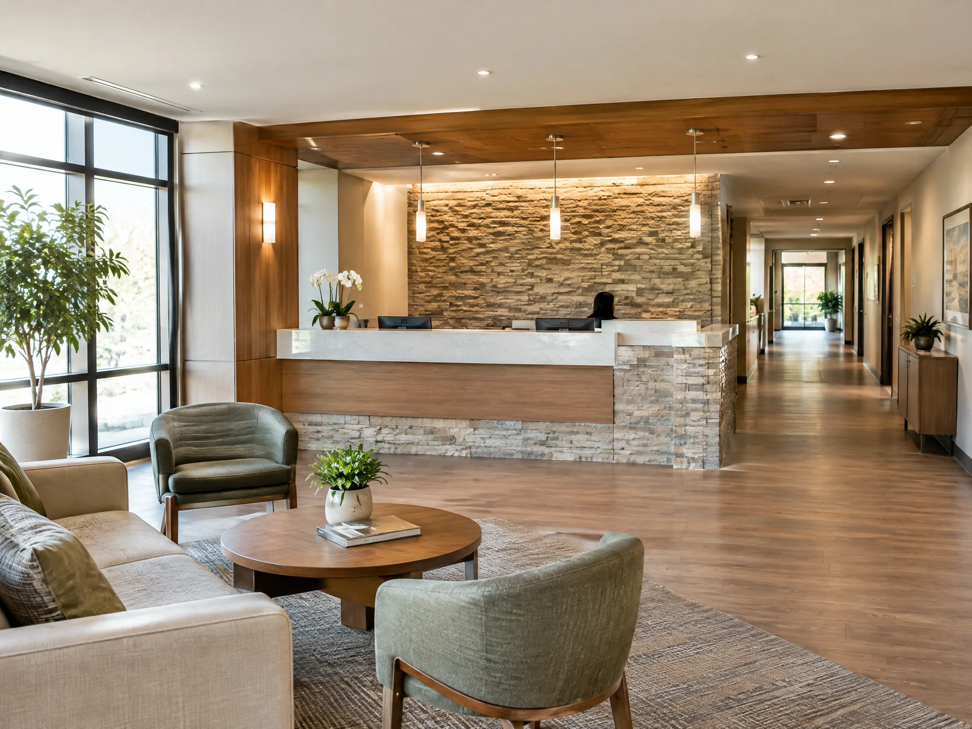 Entry and reception area of a medical practice