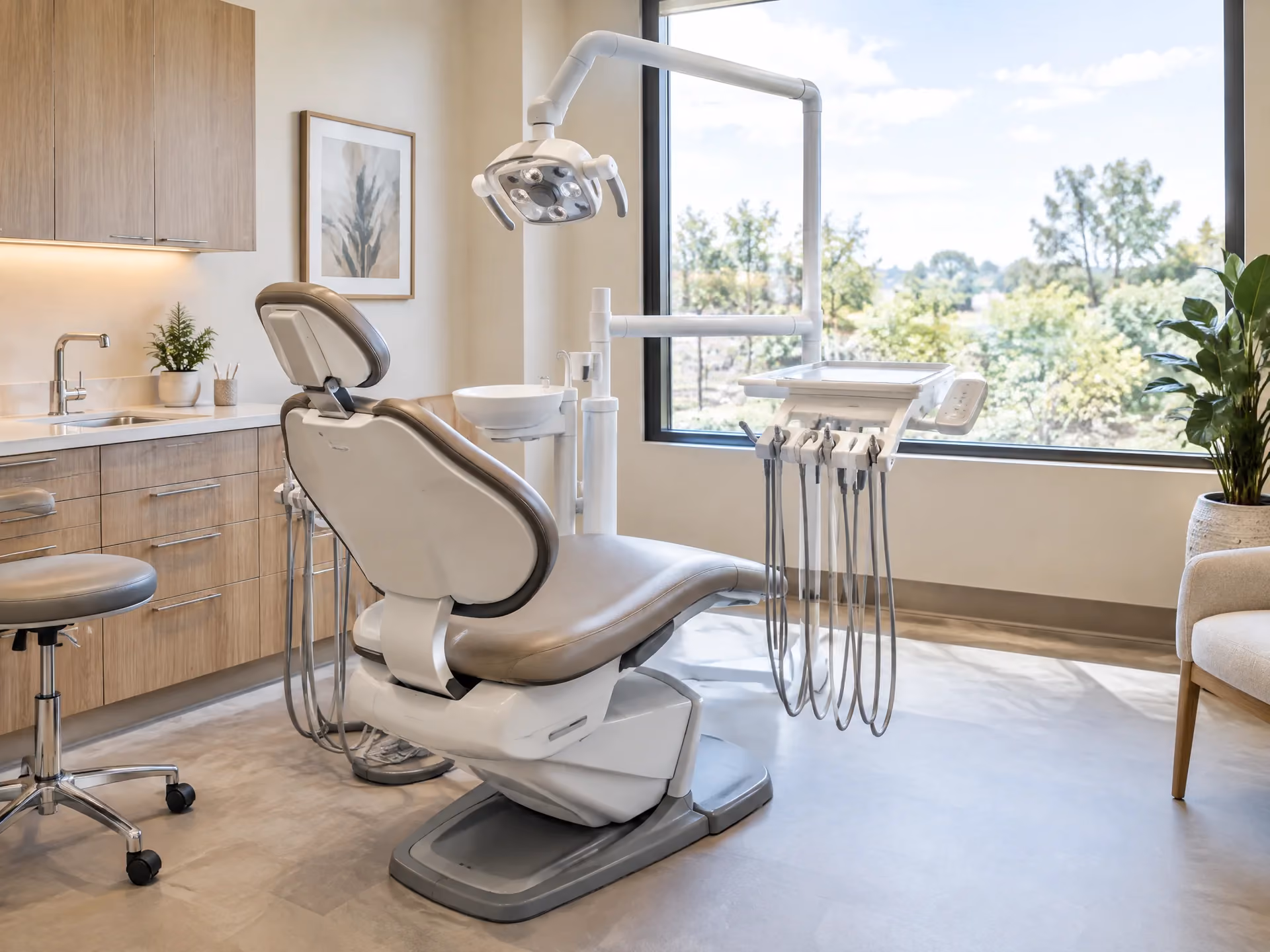 Dental operatory with chair and equipment