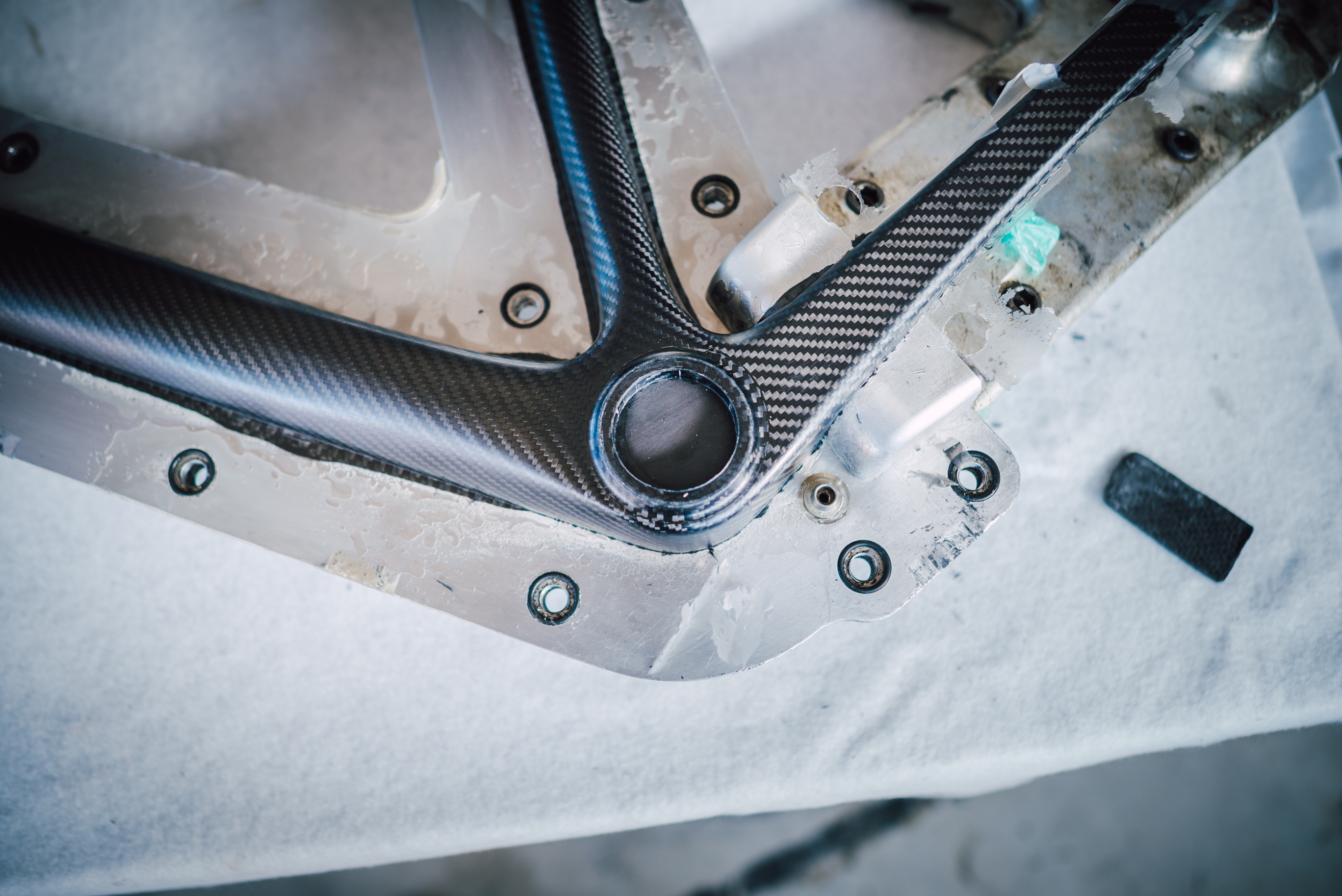 A frame in the mould during lamination