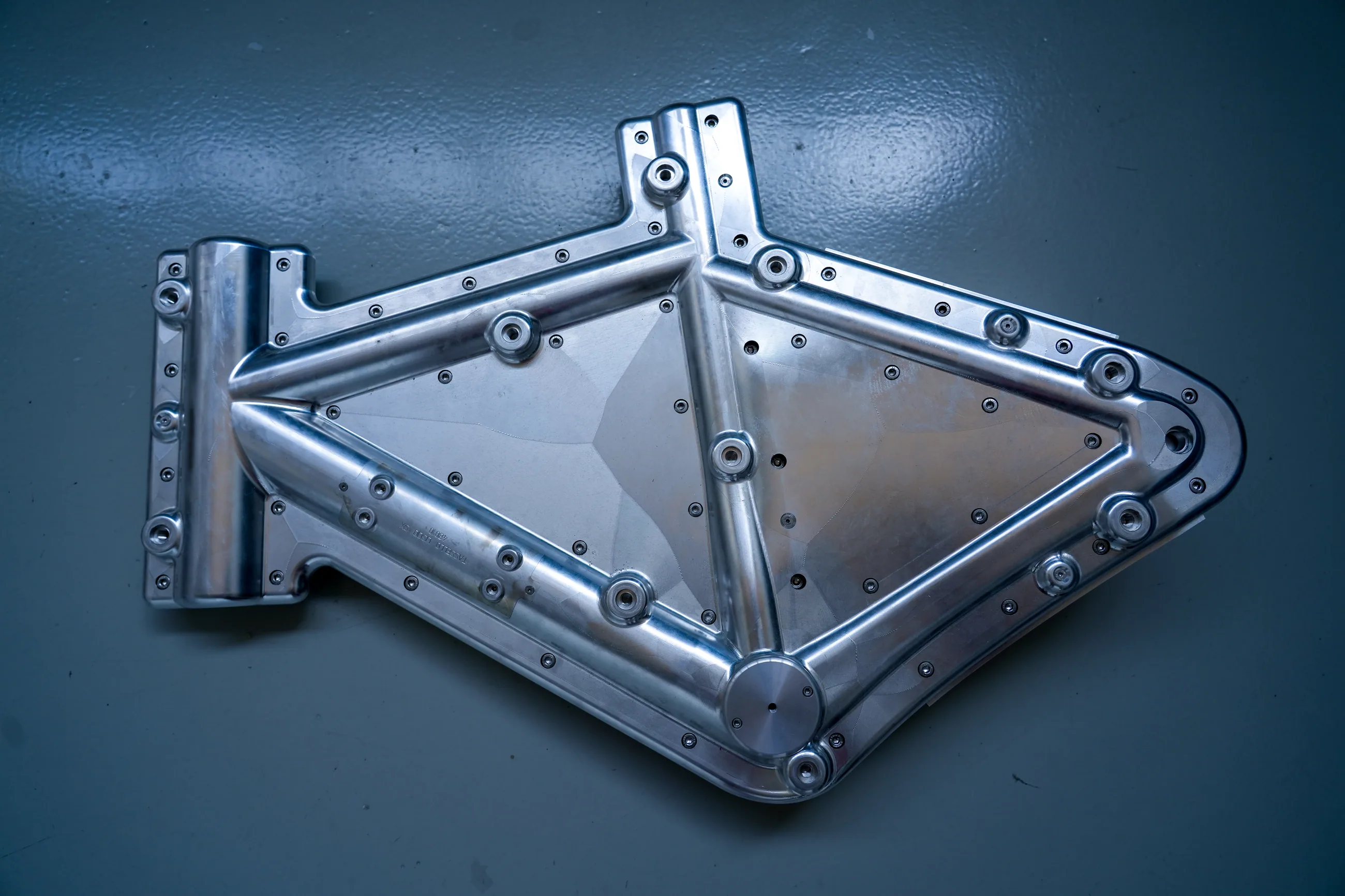 The machined aluminium mould a SWI monocoque frame is cured in