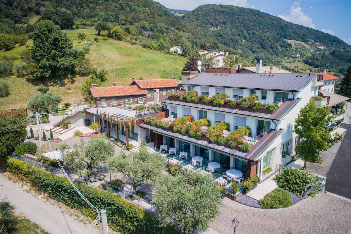 La Rosina seen from the air, in the hills above Bassano del Grappa