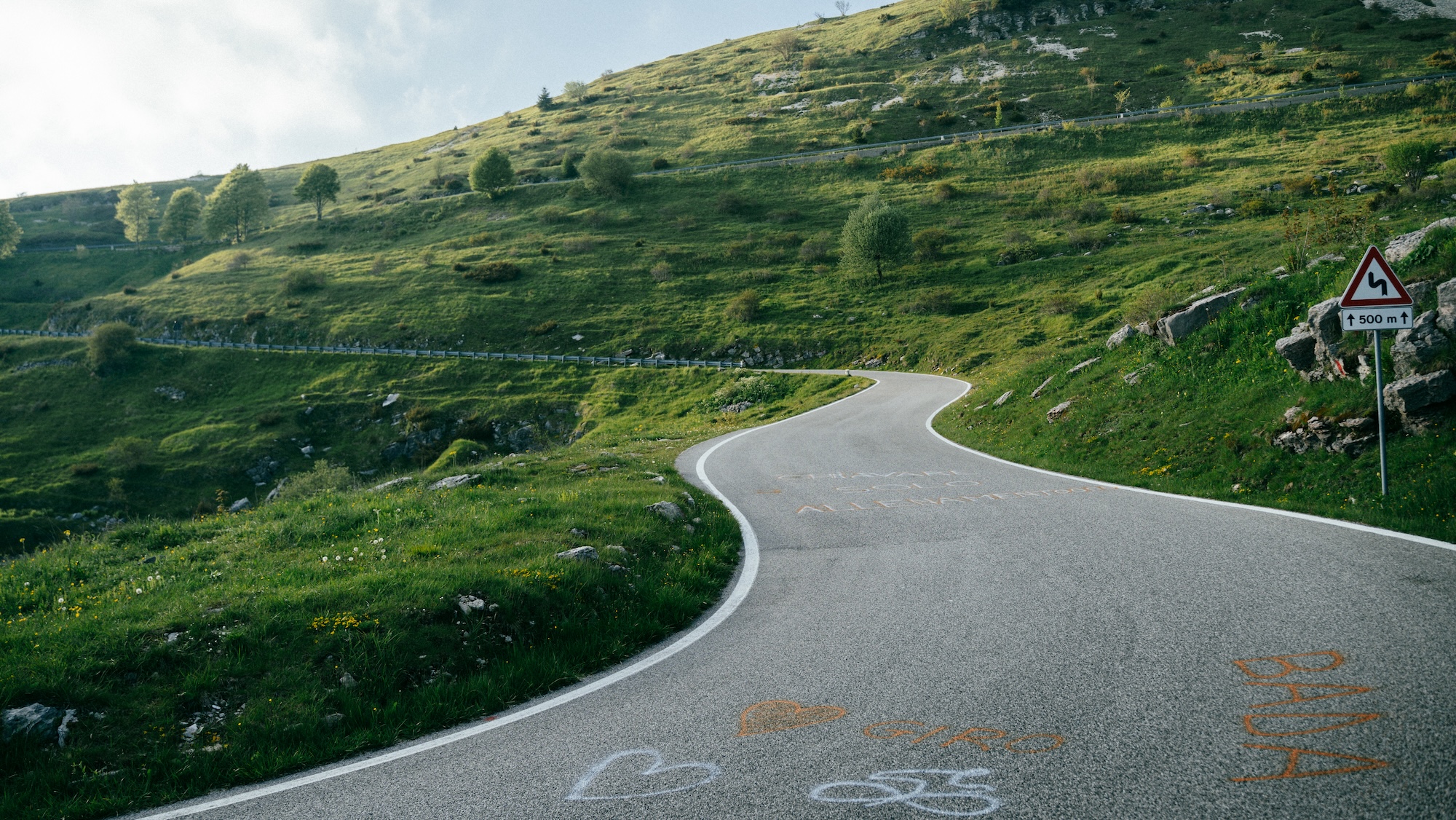 A hairpin on the Monte Grappa climb above Bassano del Grappa