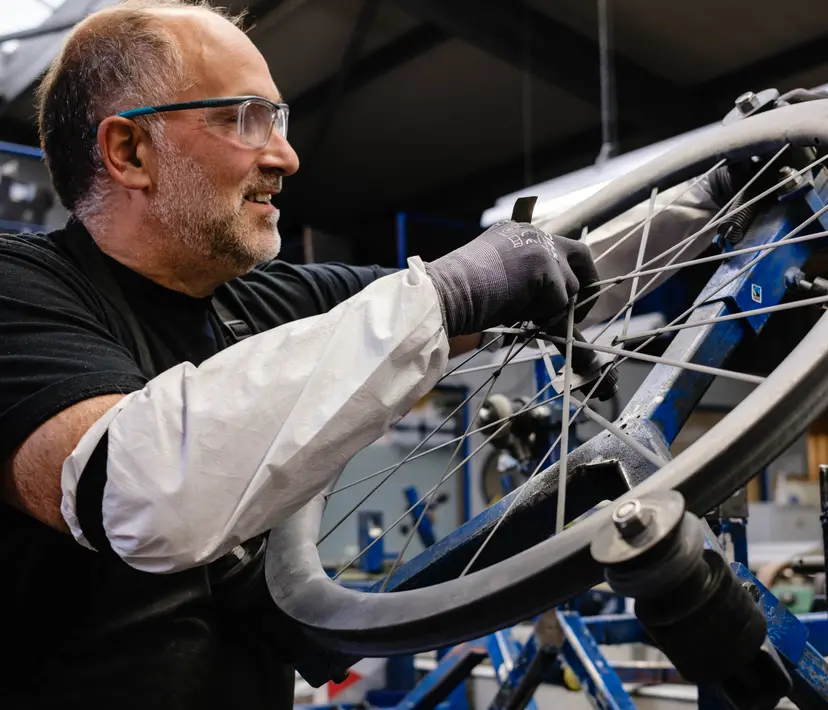A Lightweight wheel being built by hand