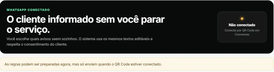 Mensagens automáticas com cada aviso e sua chave liga-desliga