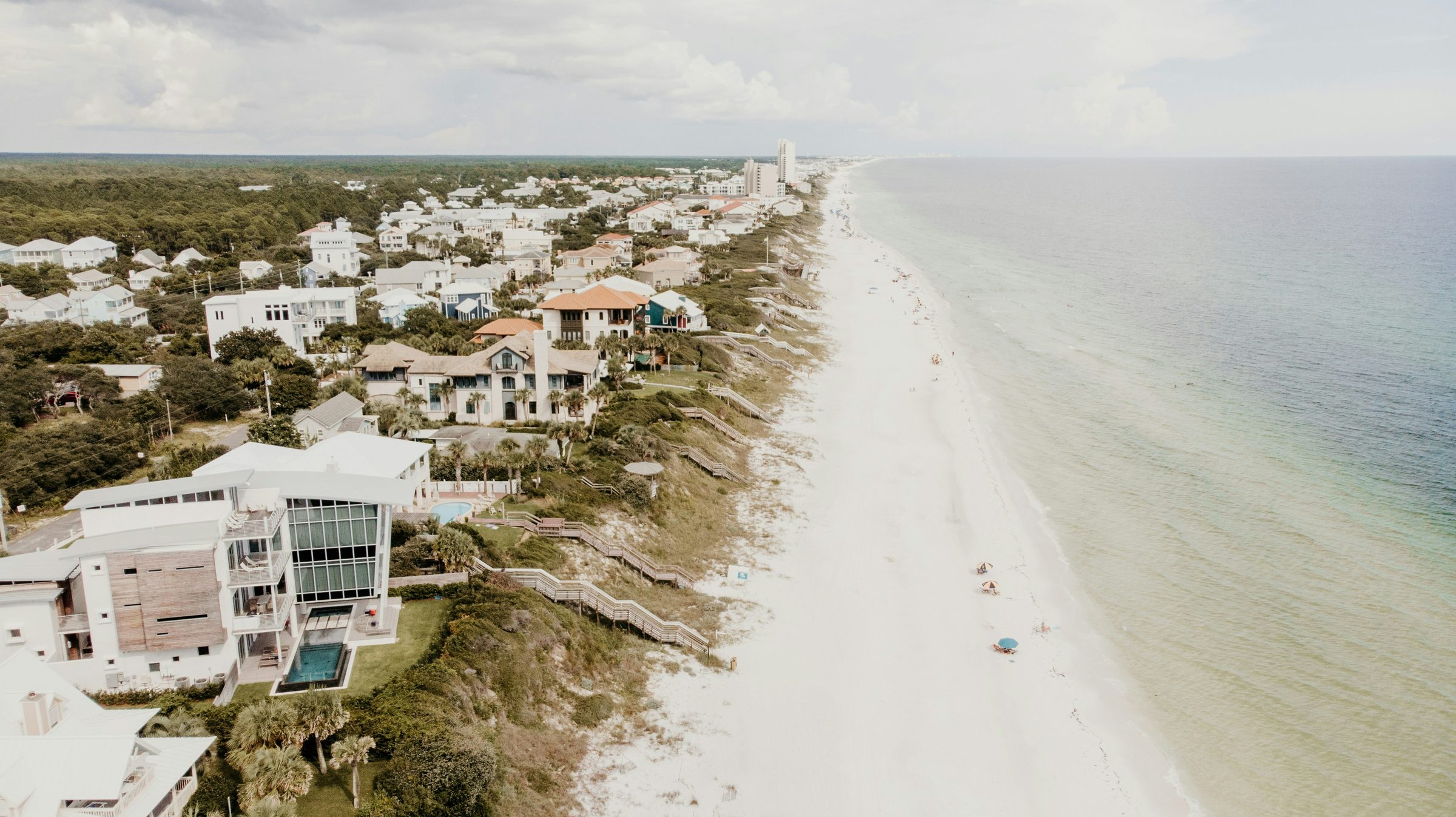 Aerial of the Santa Rosa Beach and 30A coastline