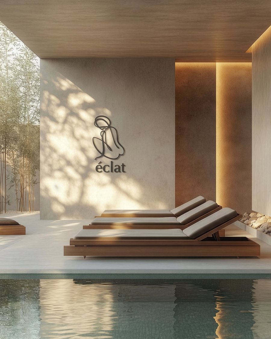 Éclat brand identity applied to the spa environment