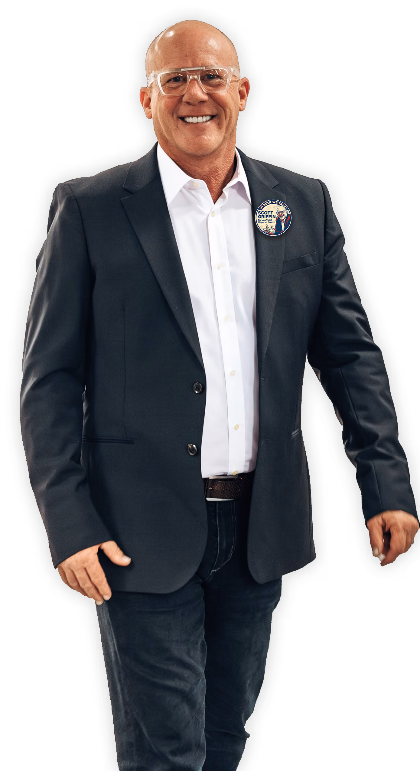 Scott Griffin standing in a navy suit.