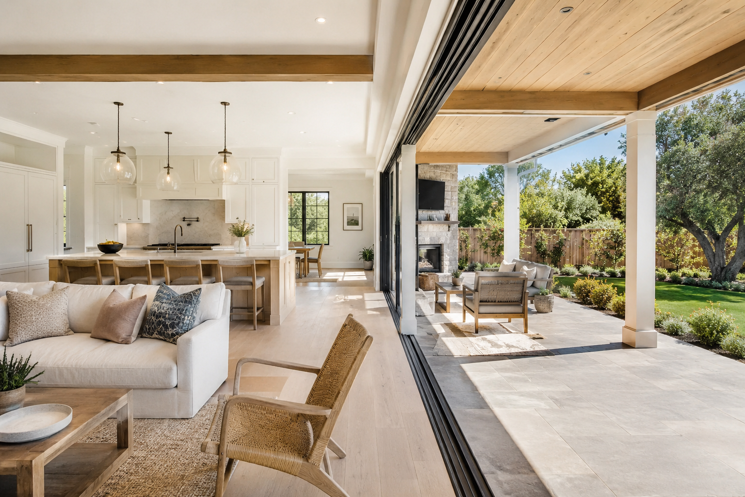 AI-generated bright concept of a finished residential remodel with warm natural light