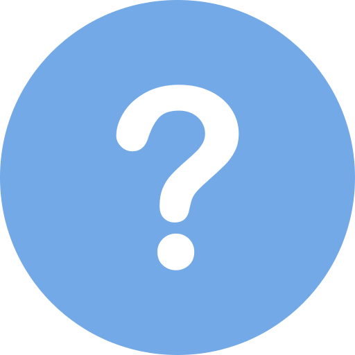 White question mark icon centered on a blue circular background.