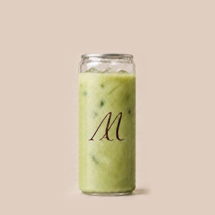 Classic iced matcha in a Maison Amie can