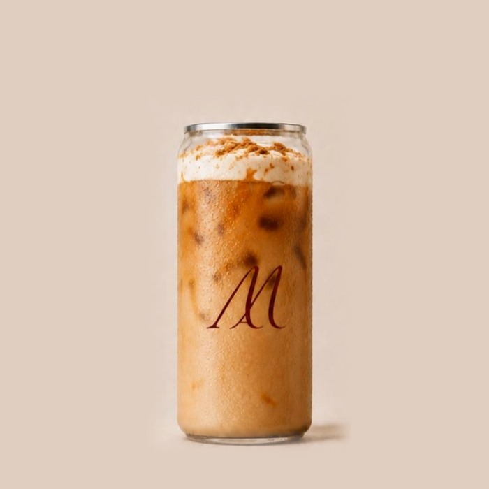 Speculoos Iced Latte with mascarpone cream in a Maison Amie can
