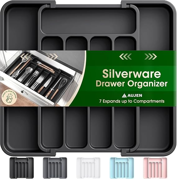 Aujen Expandable Silverware Drawer Organizer