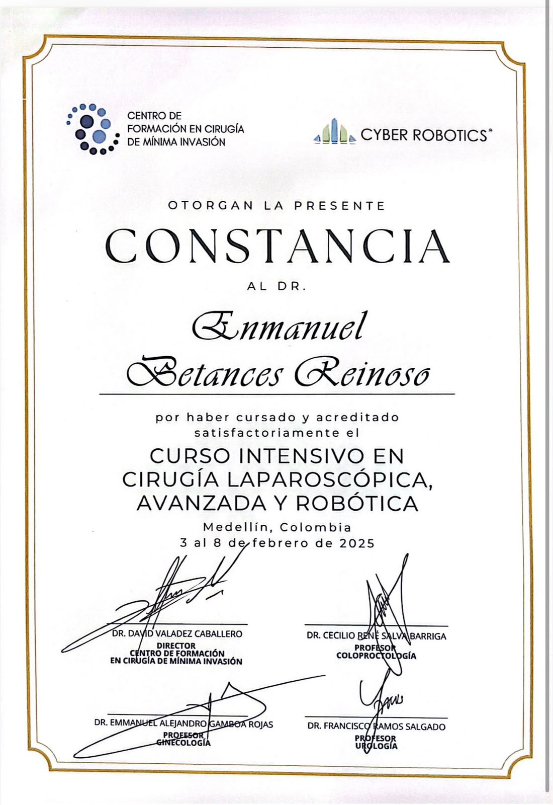 Curso Intensivo en Cirugía Laparoscópica Avanzada y Robótica