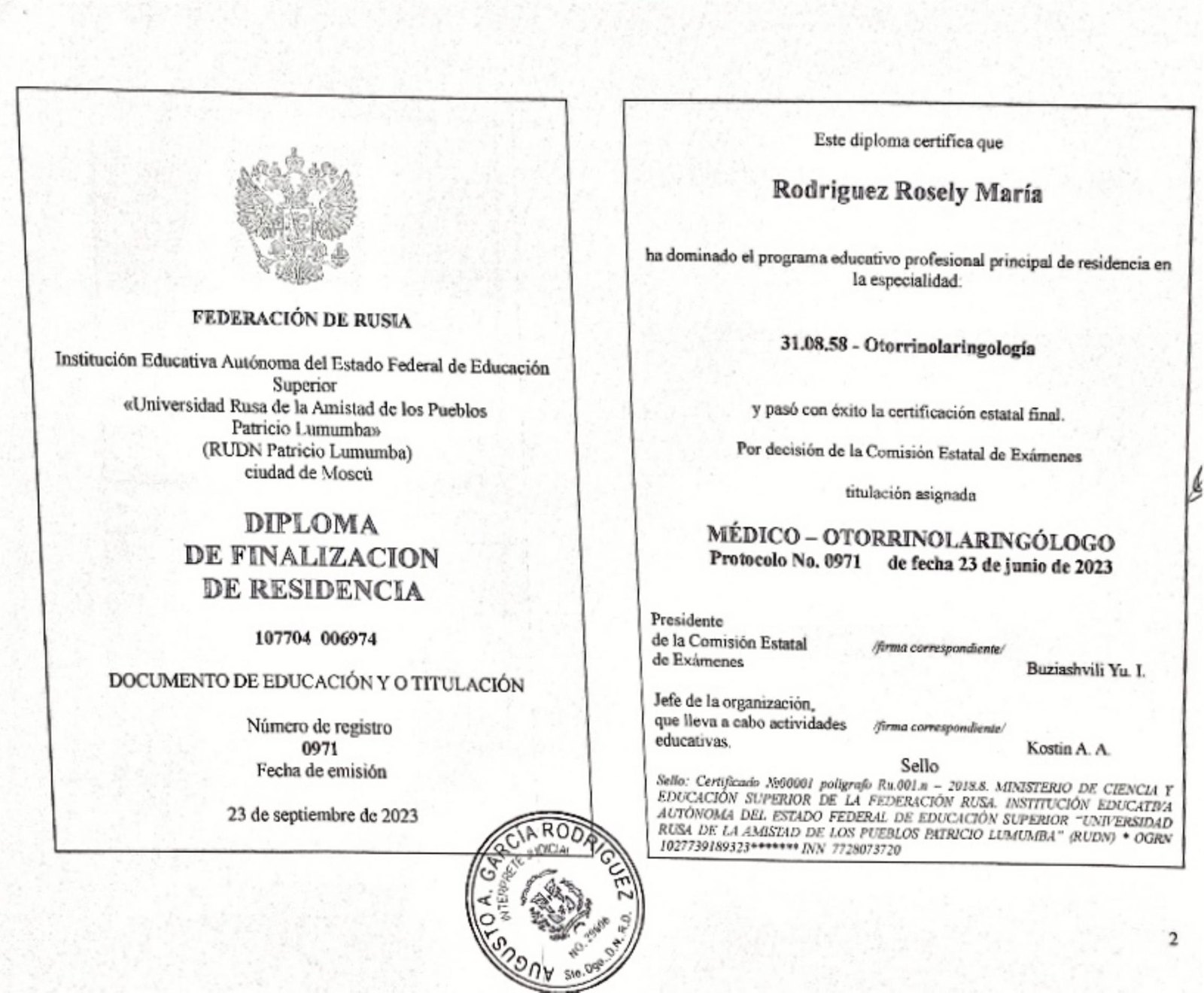 Especialista en Otorrinolaringología