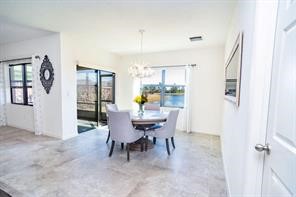 Dining room featuring hanging lights
