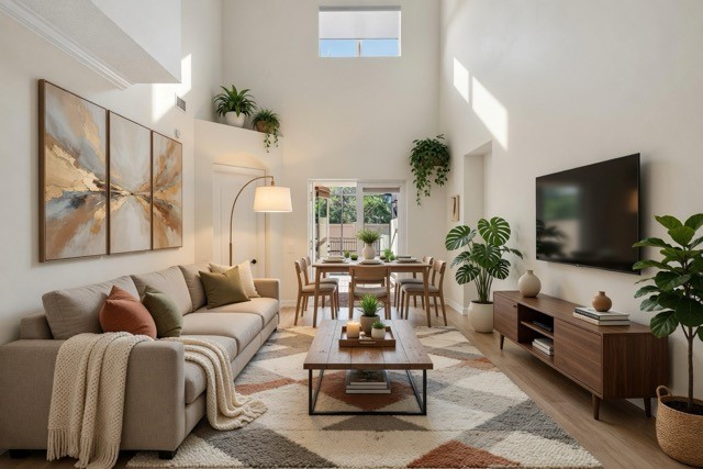AI generated photo featuring possible furniture placement for living room.