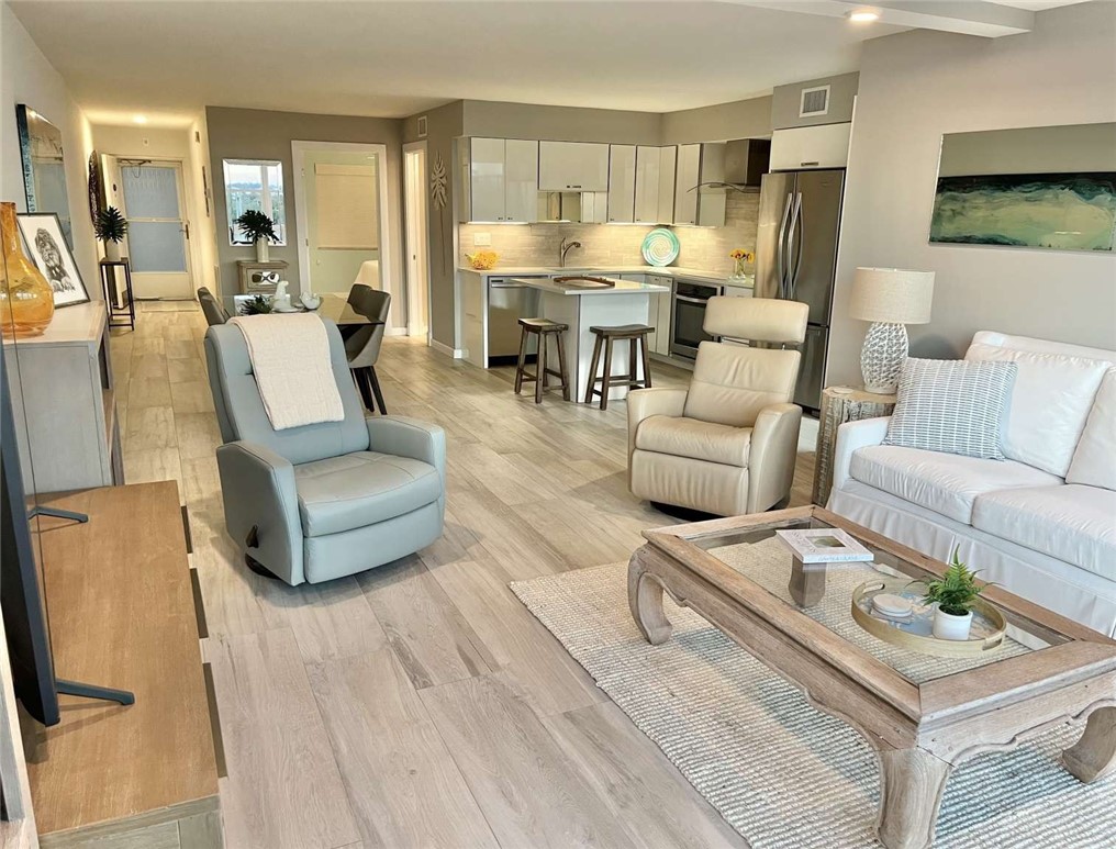Living room with light wood-style floors