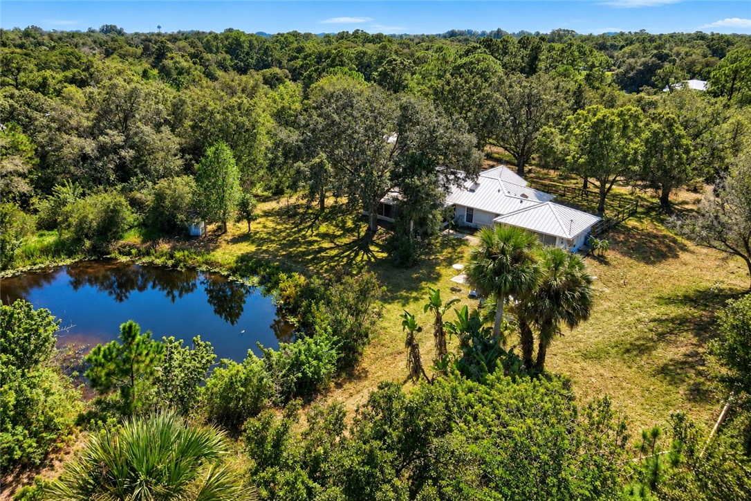 Expansive acreage featuring a private pond, metal roofing, mature trees