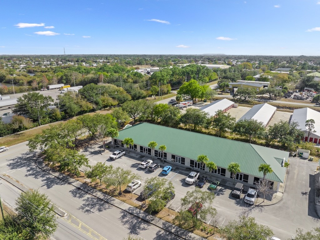 Drone / aerial view of a tree filled landscape