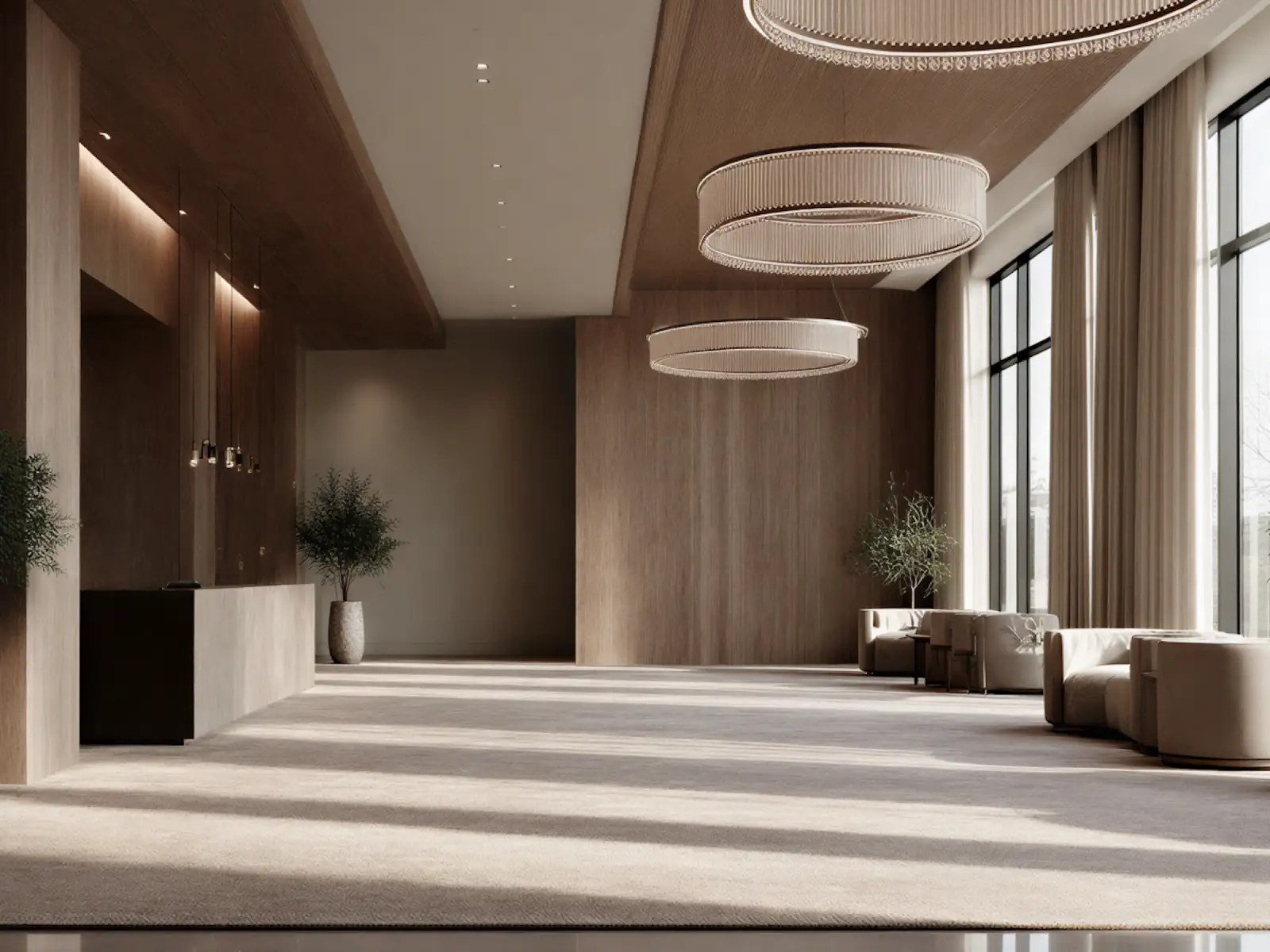 Minimalist interior with an open plan and simple joinery