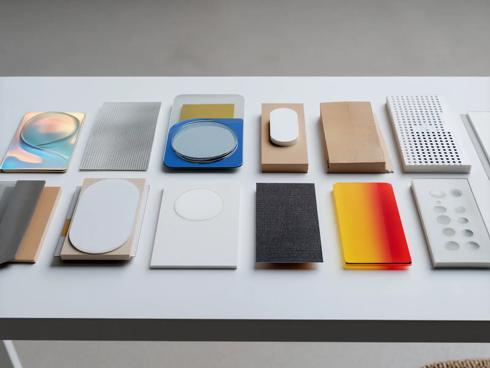 Display of fabric, timber and stone material samples