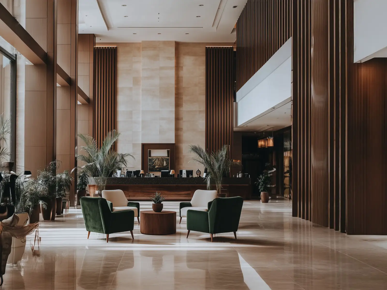 Hotel lobby with a generous lounge seating area