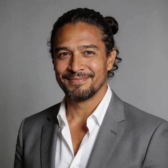 Portrait of a smiling professional man in a gray suit
