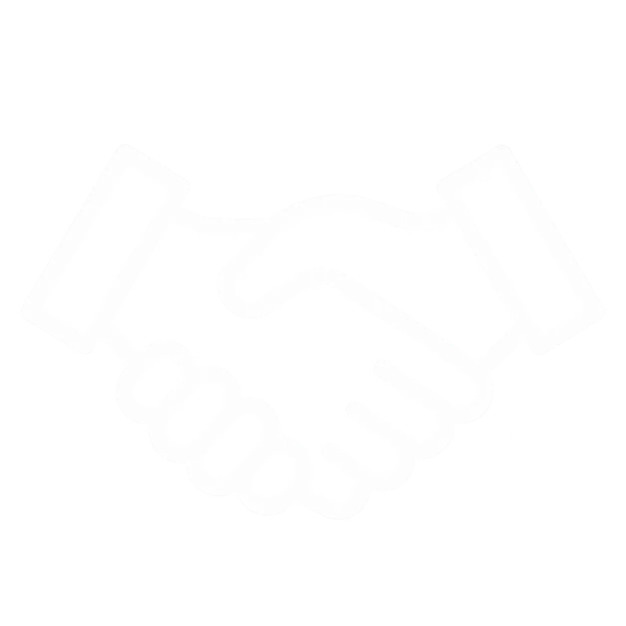 Black and white line drawing of two hands shaking, symbolizing agreement or partnership.