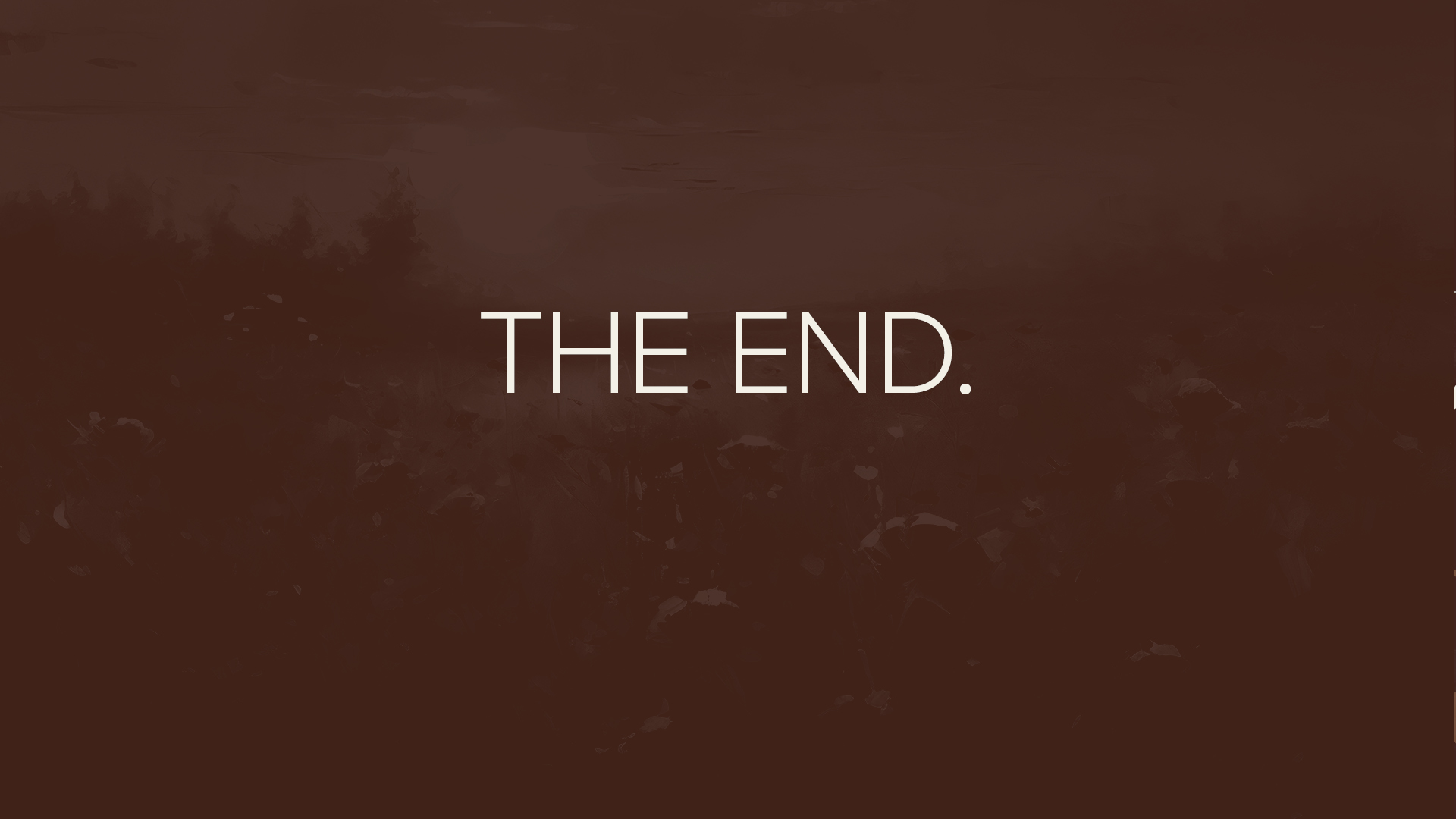 Closing page of the Mai’s Ice Cream brand style guide featuring the words ‘The End.’ centered on a dark brown textured background.