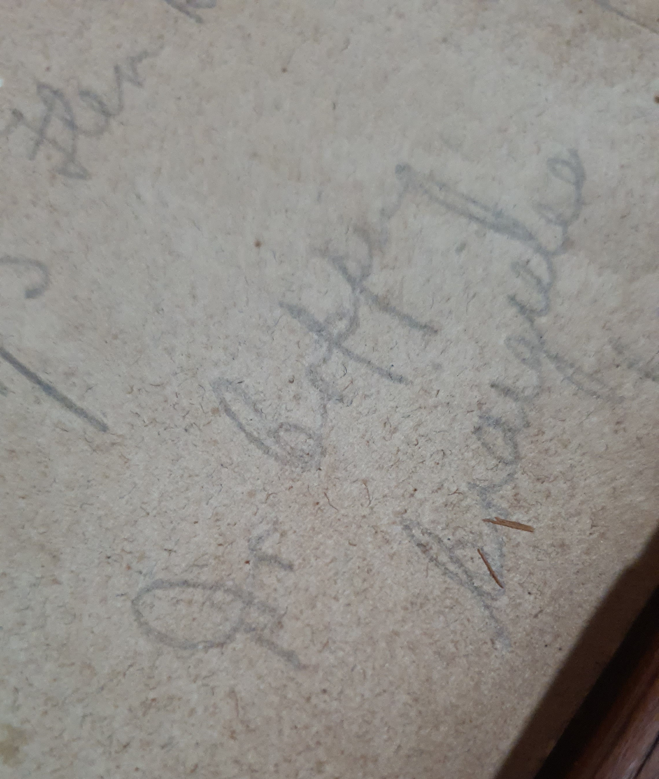 Dr Lancelot Coppings signature in pencil on the back of a watercolour painting
