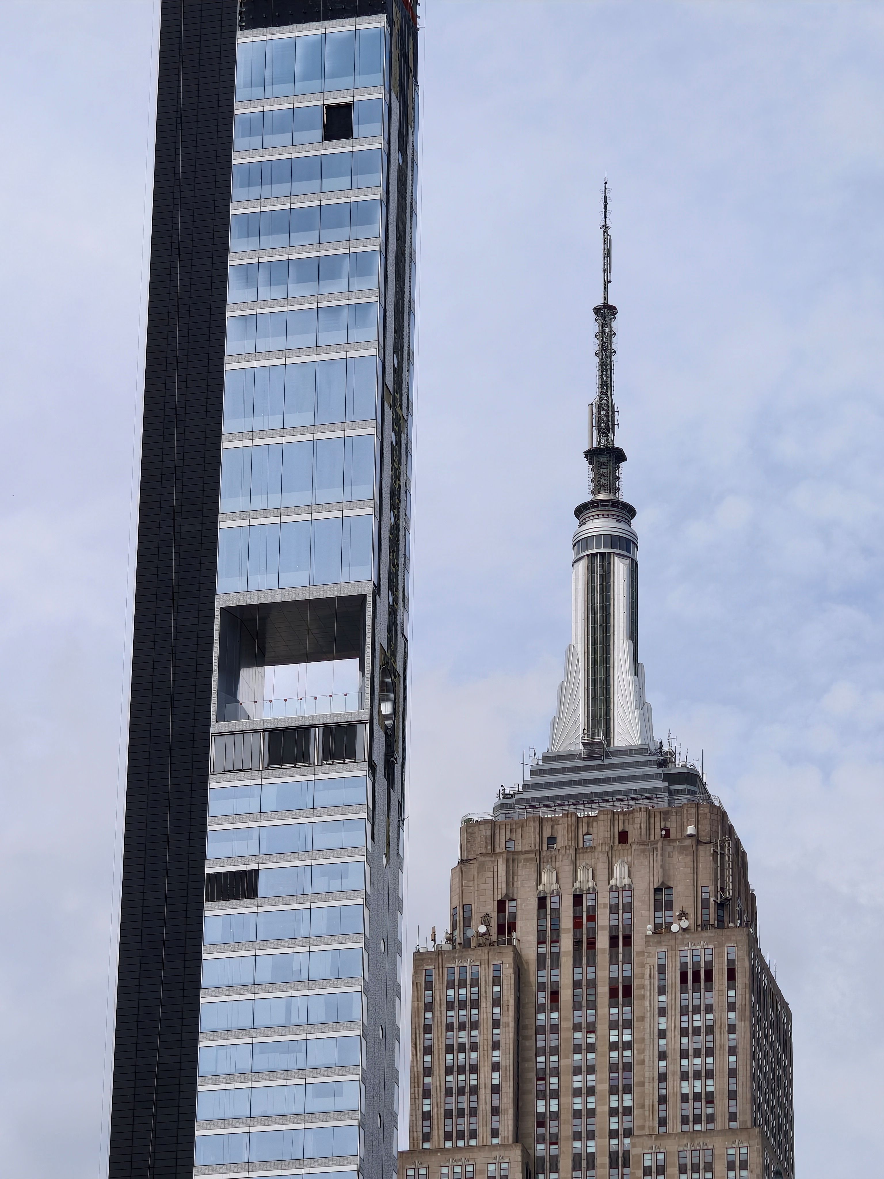 The steel frame crowning the tower