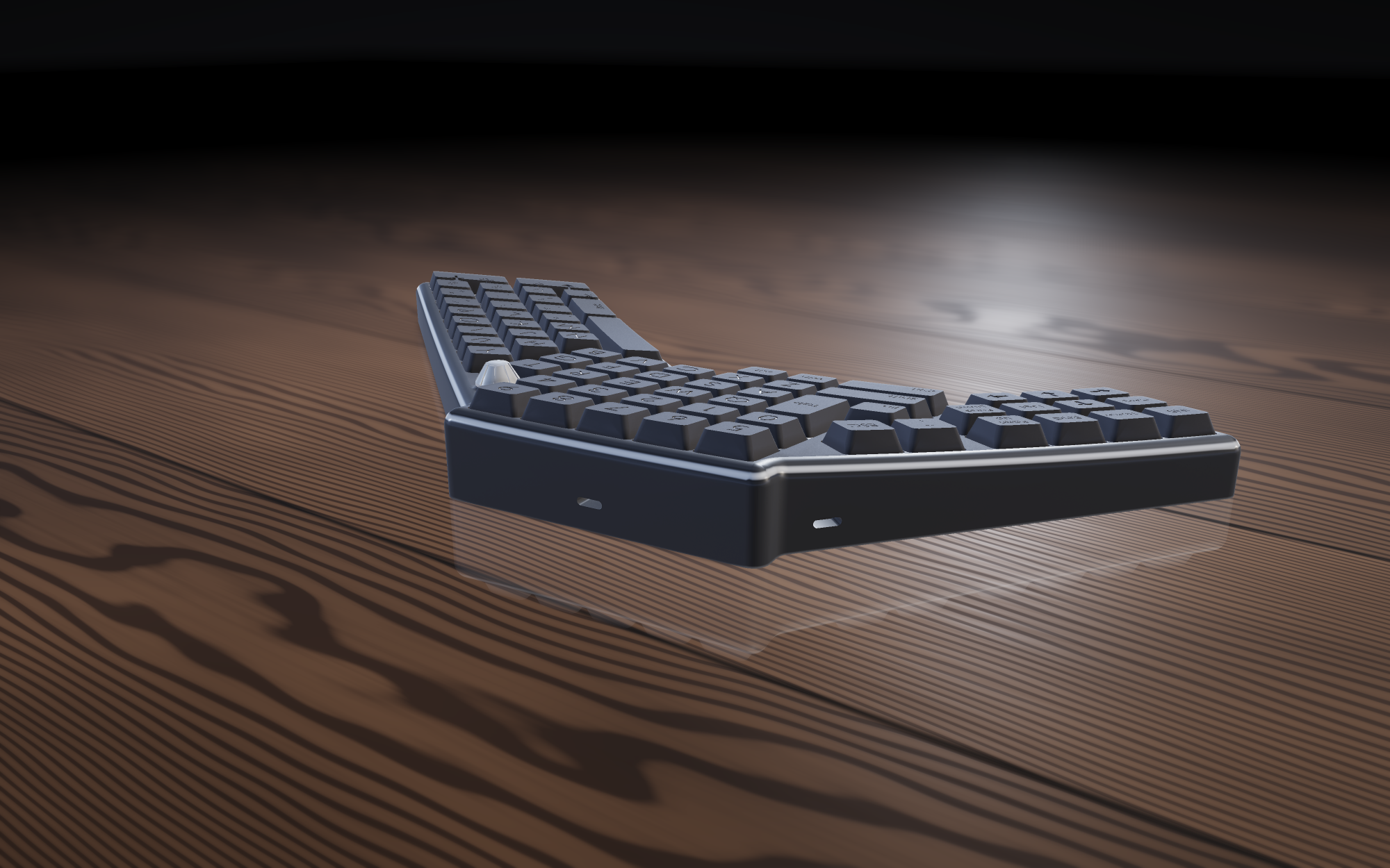 Rear three-quarter view of the V-Board on a wood desk with a port visible at the arm tip