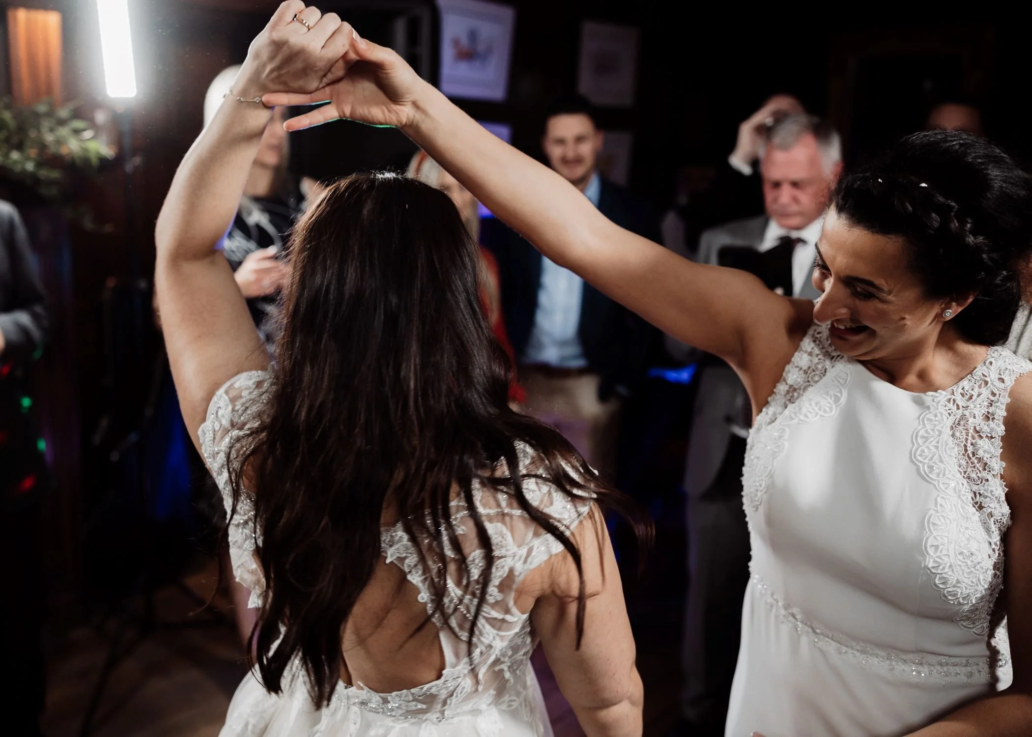 Guests dancing at a wedding reception at Lanwades Hall