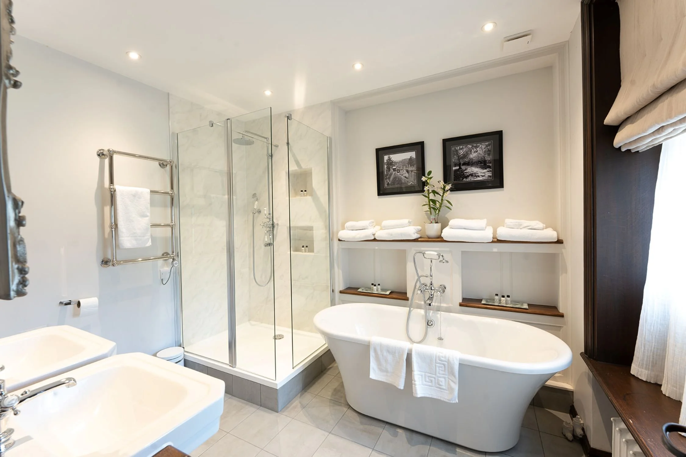 East Wing bathroom with freestanding bath at Lanwades Hall