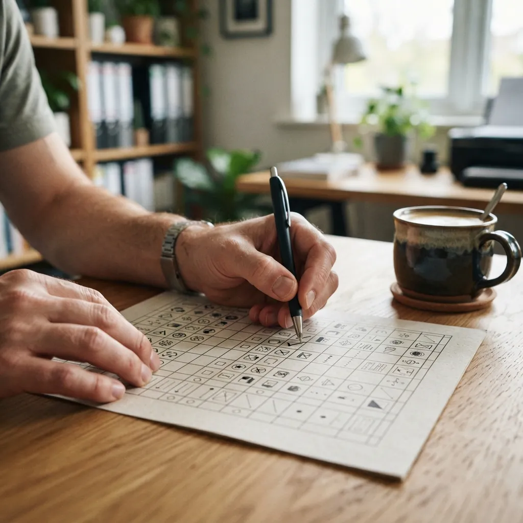 Gros plan de mains notant des tâches d'entretien sur un document avec un stylo à un bureau.