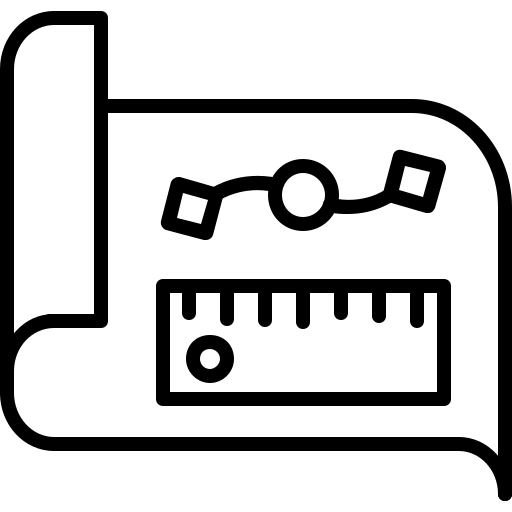Ruler and component icon representing application-specific fabrication