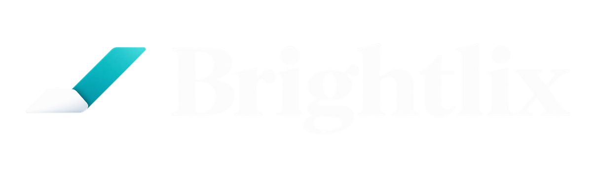 Brightlix logo with a teal and white checkmark symbol on the left.