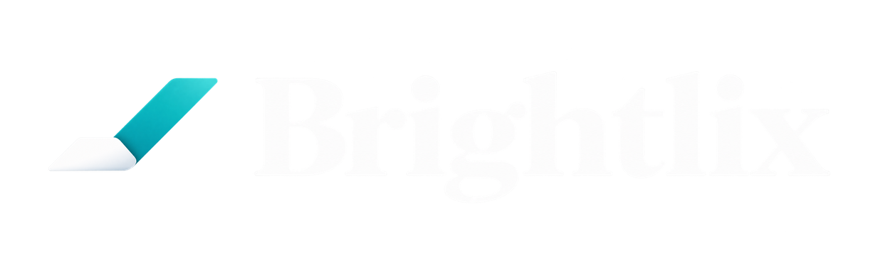 Brightlix brand logo with stylized teal and white checkmark symbol to the left of the text.