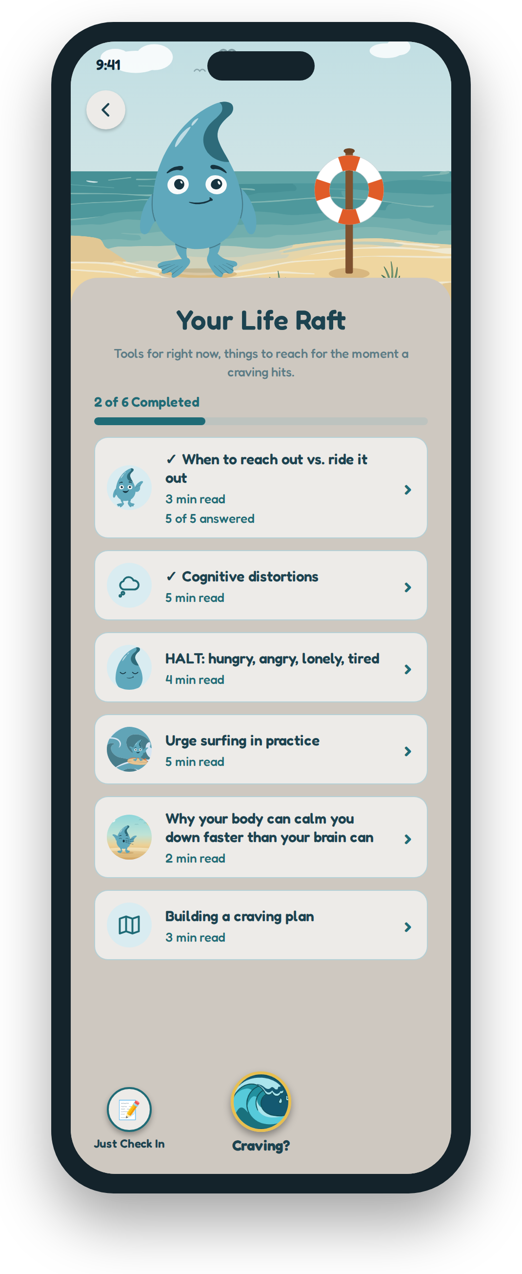 Harbord app screen: Your Life Raft