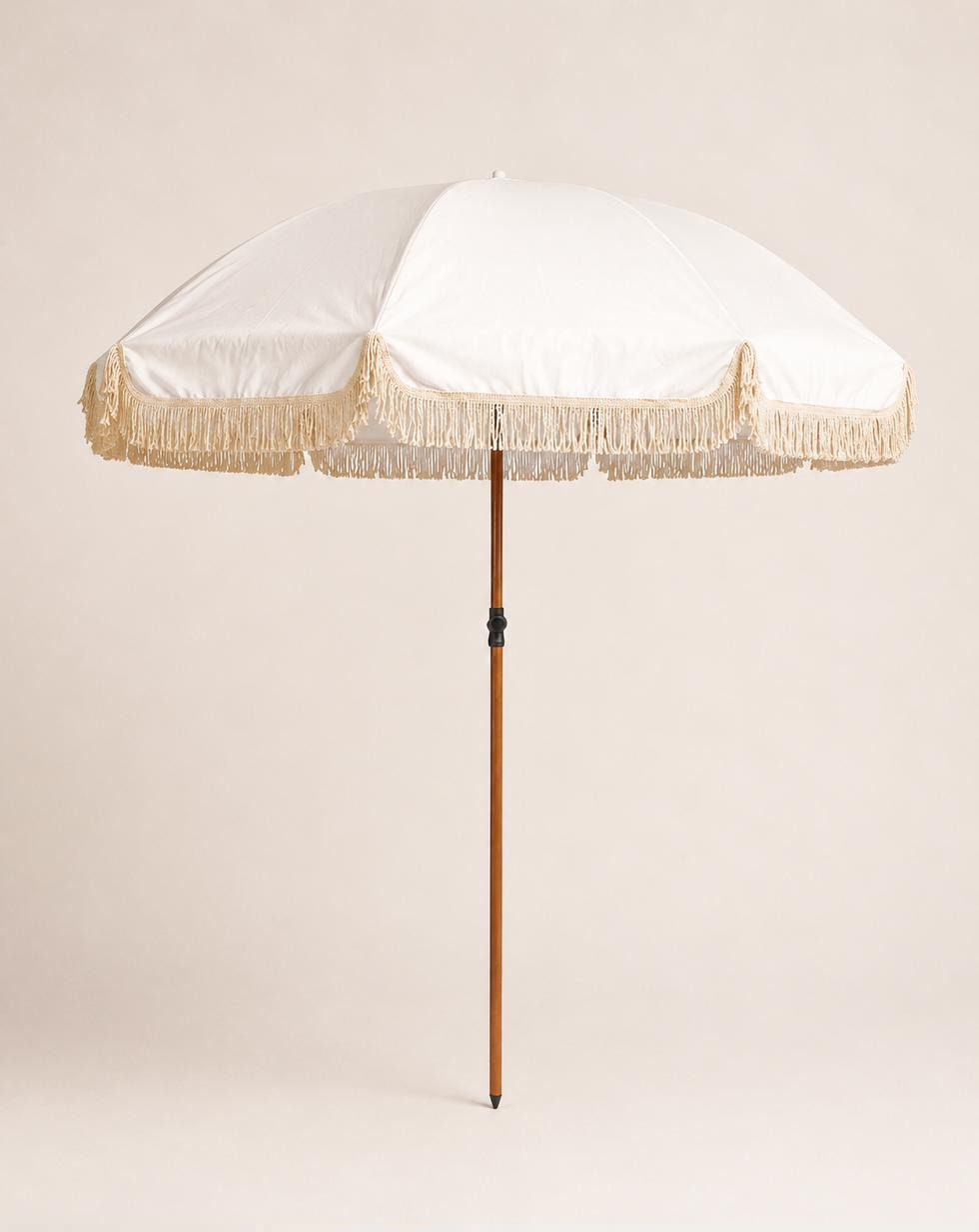 Cream Fringe Umbrella