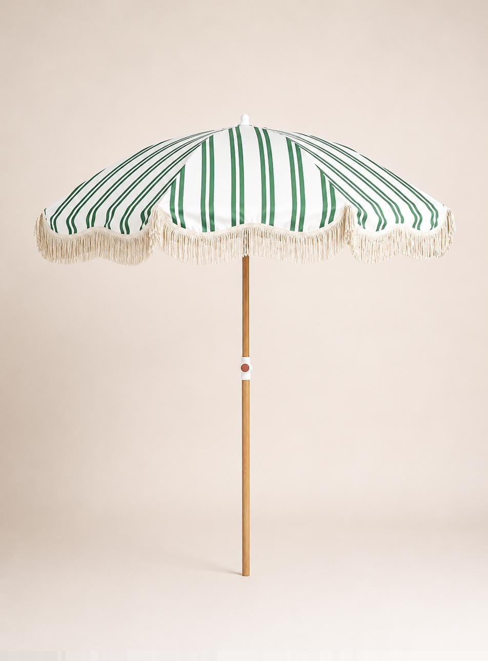 Green & White Stripe Umbrella