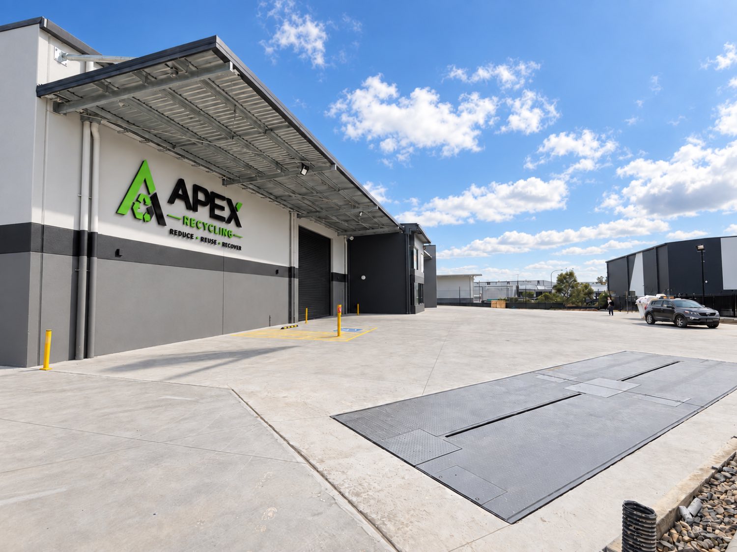 The APEX Recycling transfer station at Park Ridge, with the weighbridge in the foreground