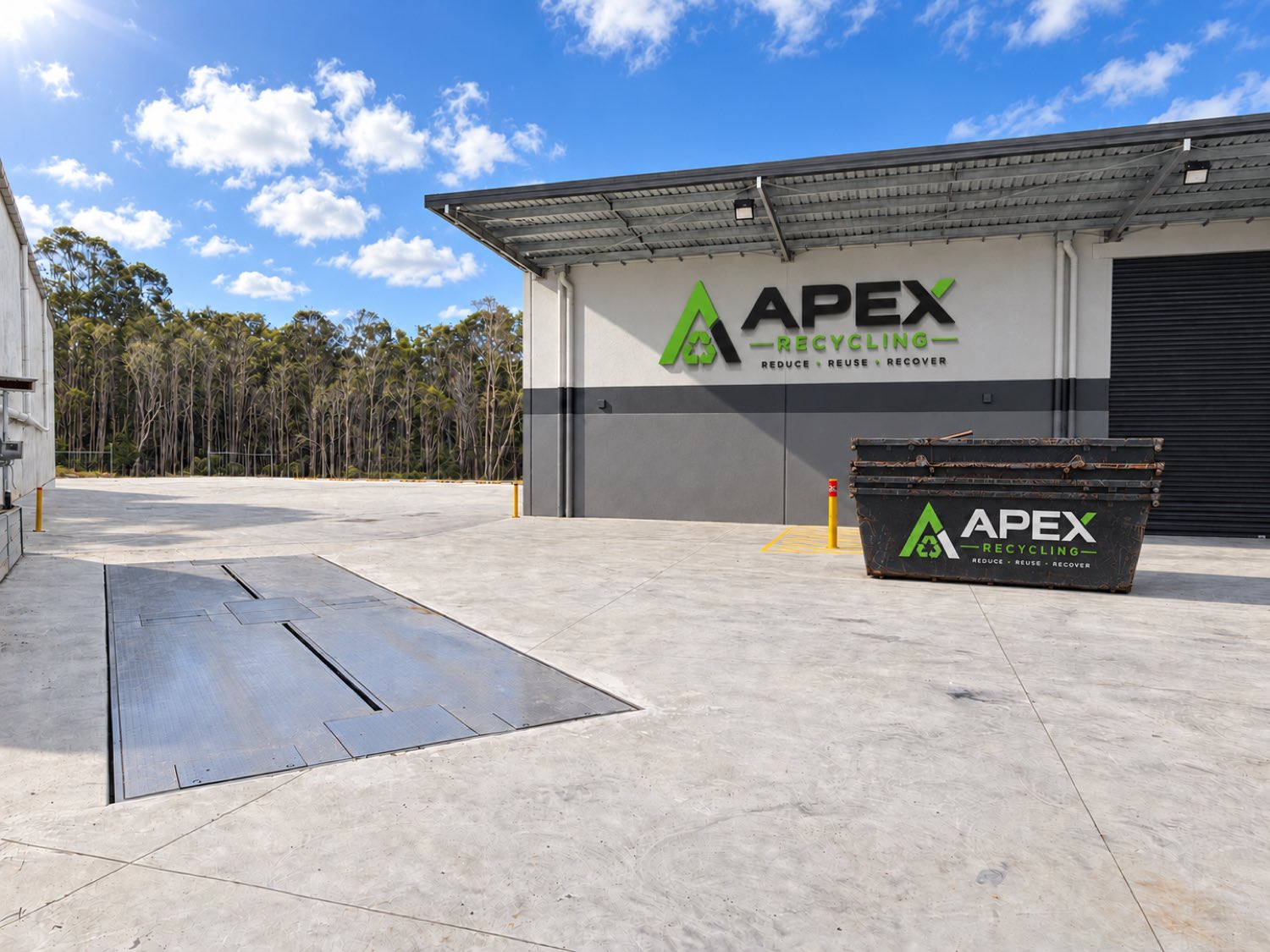 The APEX Recycling transfer station at Park Ridge, with the weighbridge in the foreground