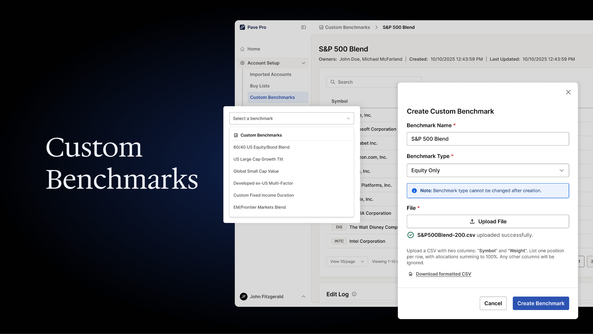 Custom Benchmarks Page