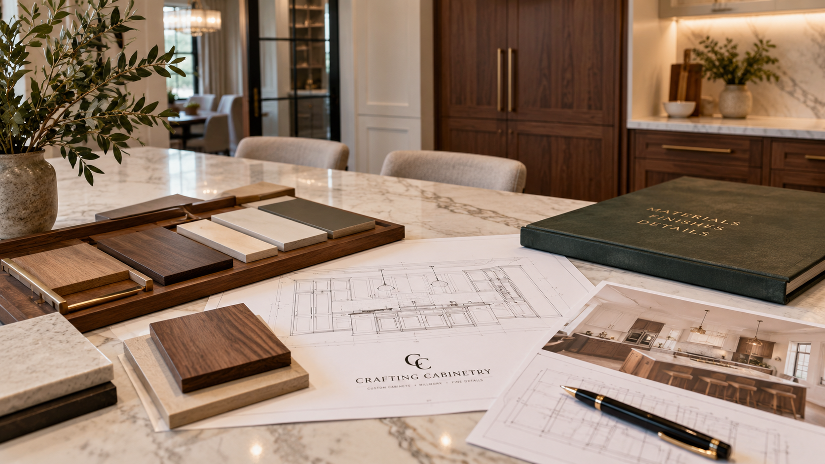 Consultation meeting for a custom cabinetry project