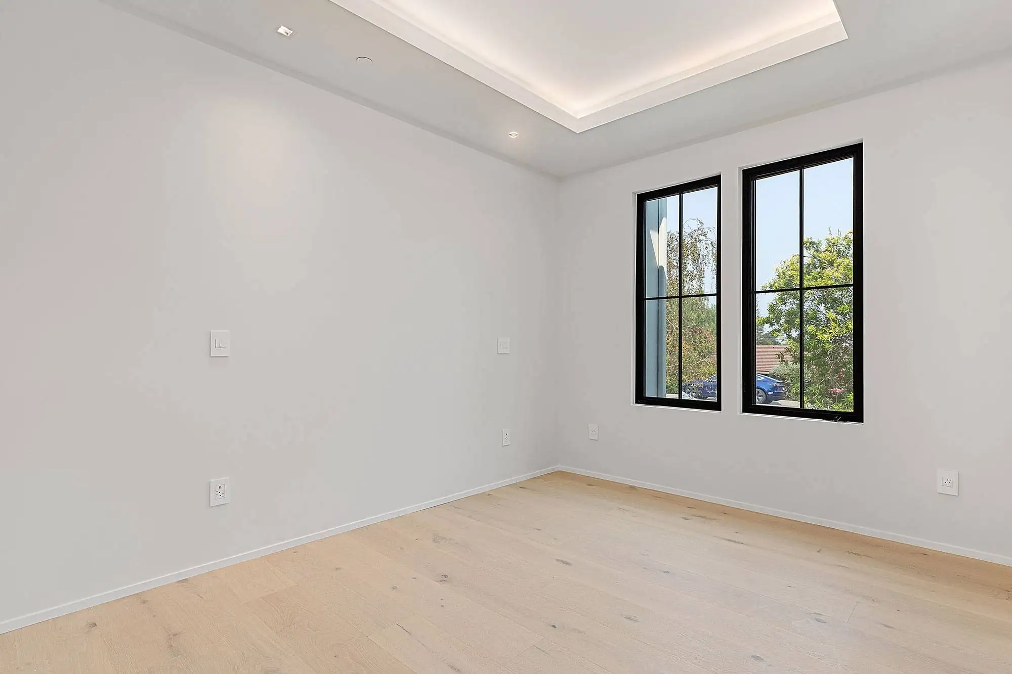 Drywall installation showing finished interior wall