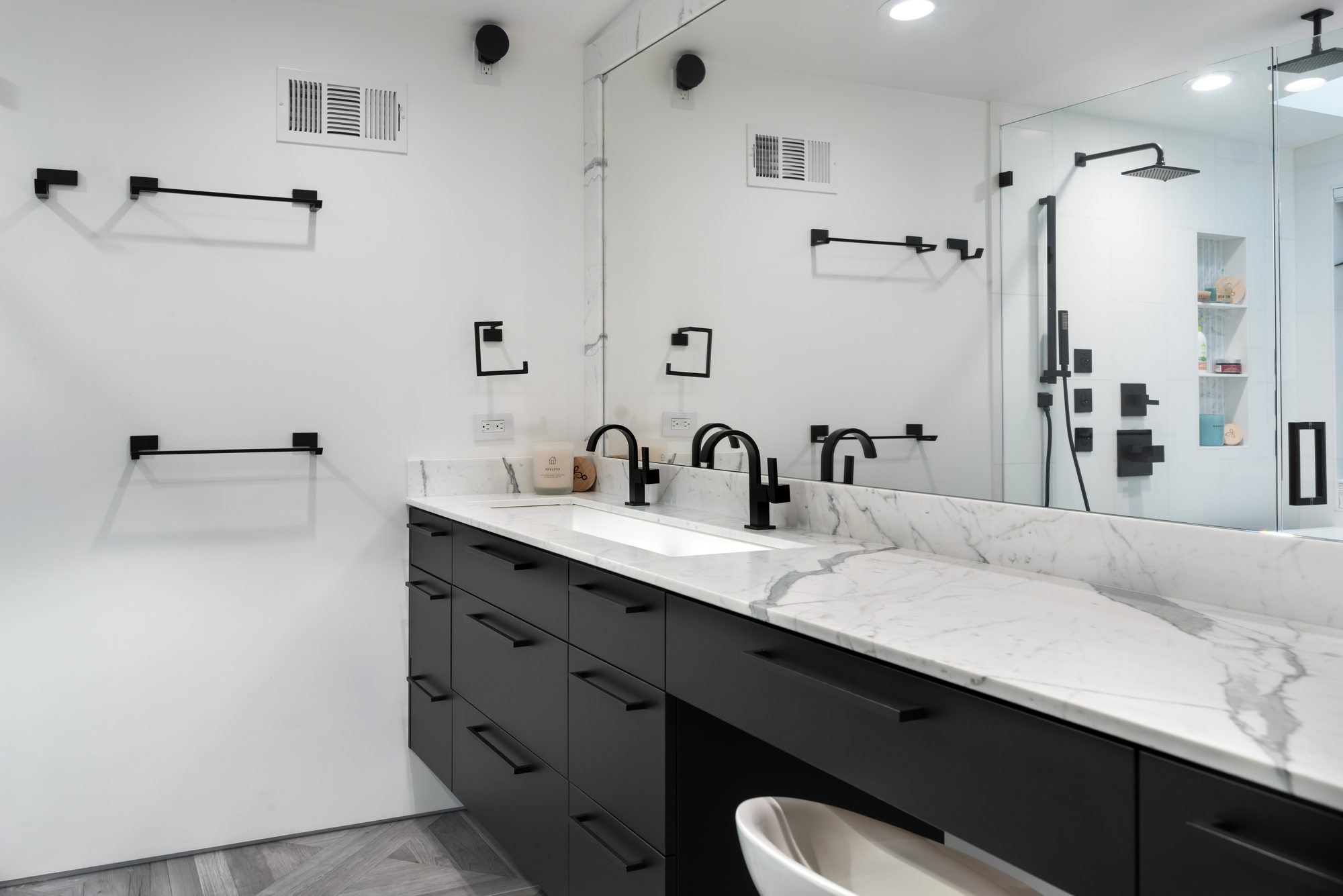 Thurm Avenue, a remodel in Belmont by Greenberg, the primary bathroom's double vanity