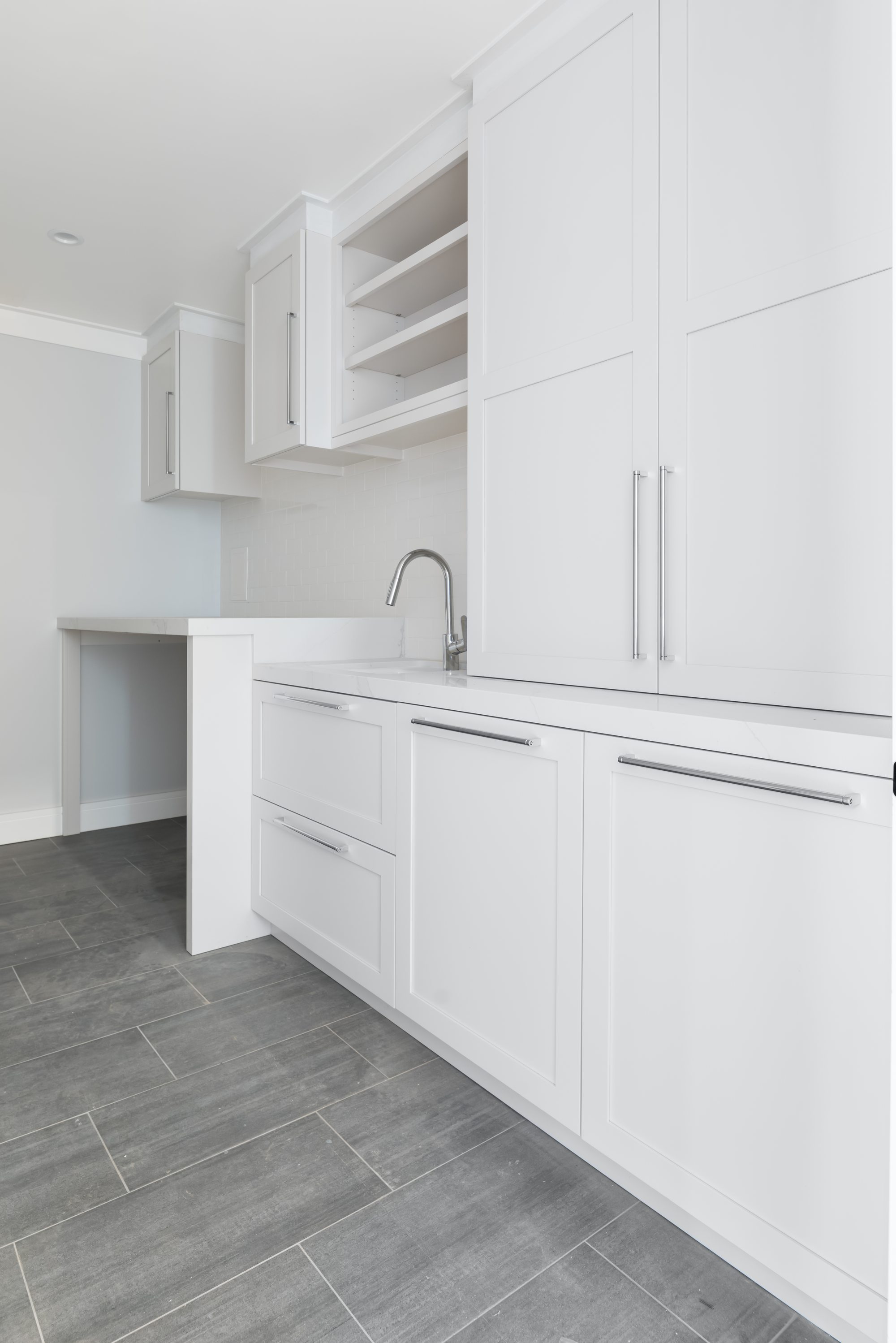 Amaranta Ave, a new build in Palo Alto by Greenberg, the bathroom vanity and glass shower